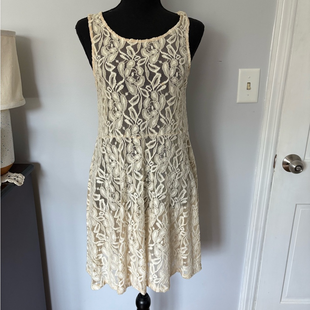 Free People Cream Lace Dress